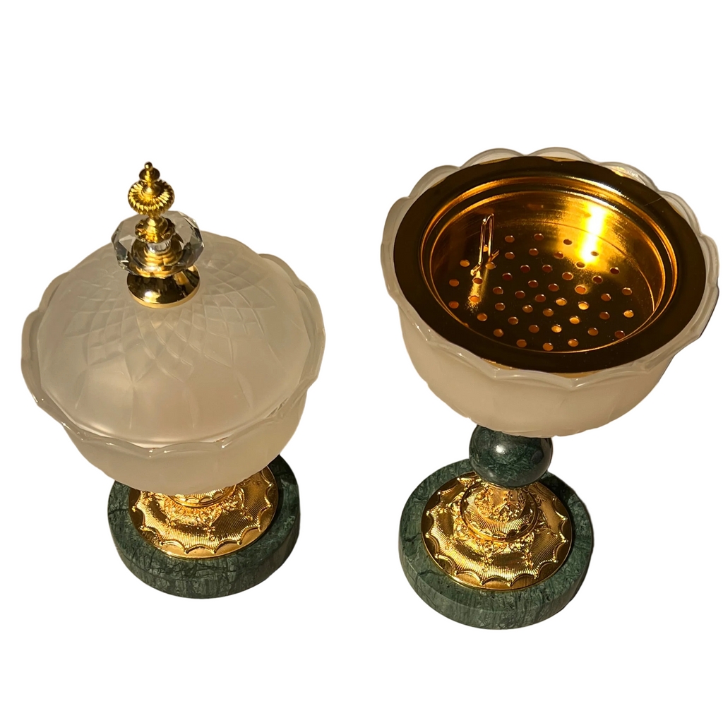 Crystal marble incense burner set