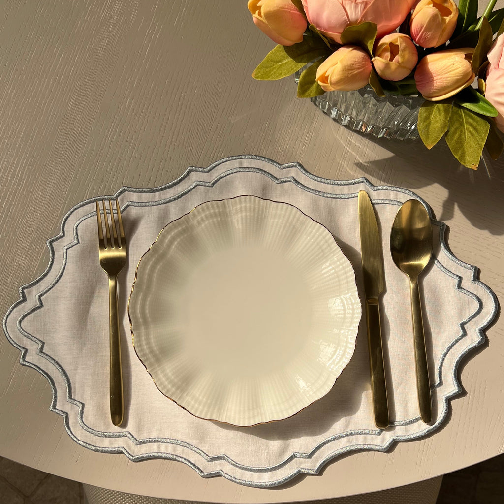 Sky blue linen placemats
