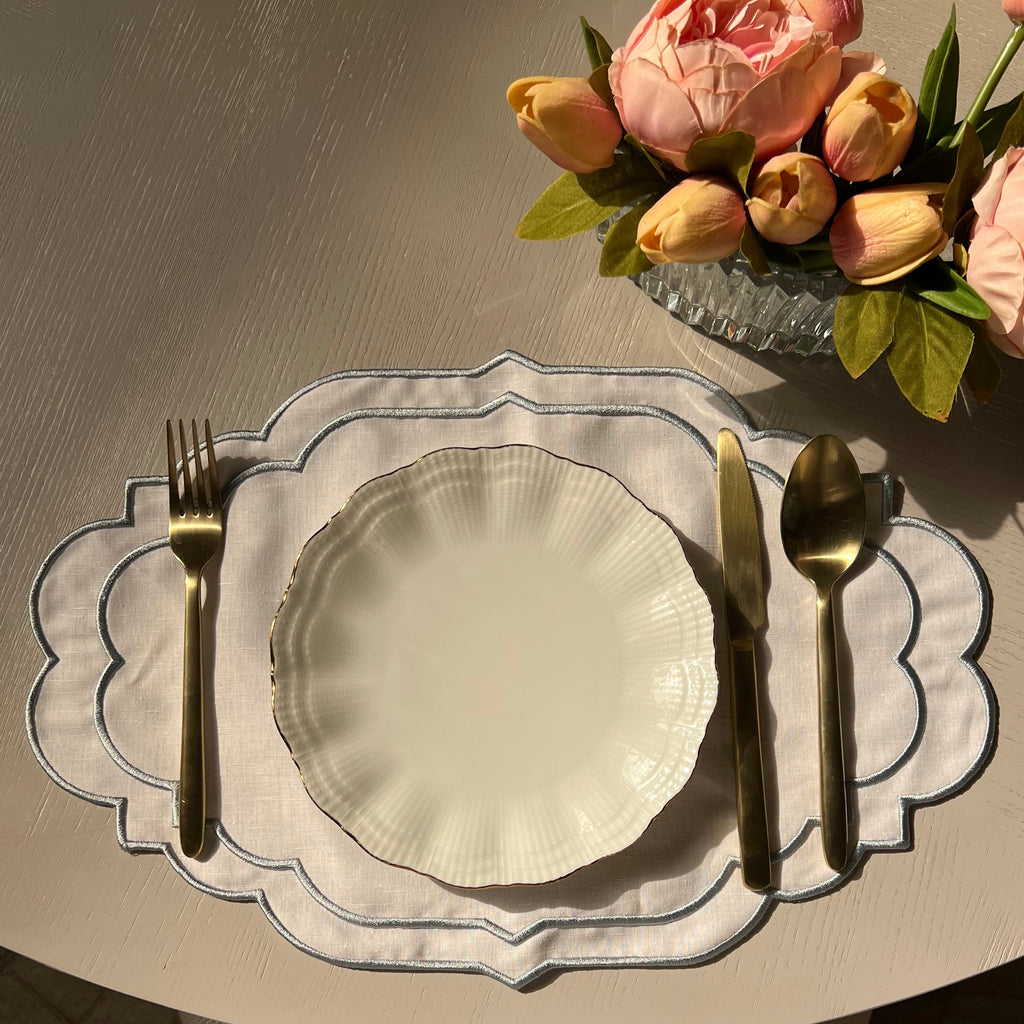 Sky blue linen placemats