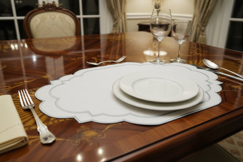 Sky blue linen placemats