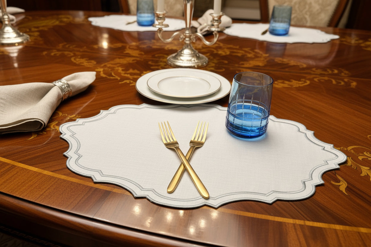 Sky blue linen placemats