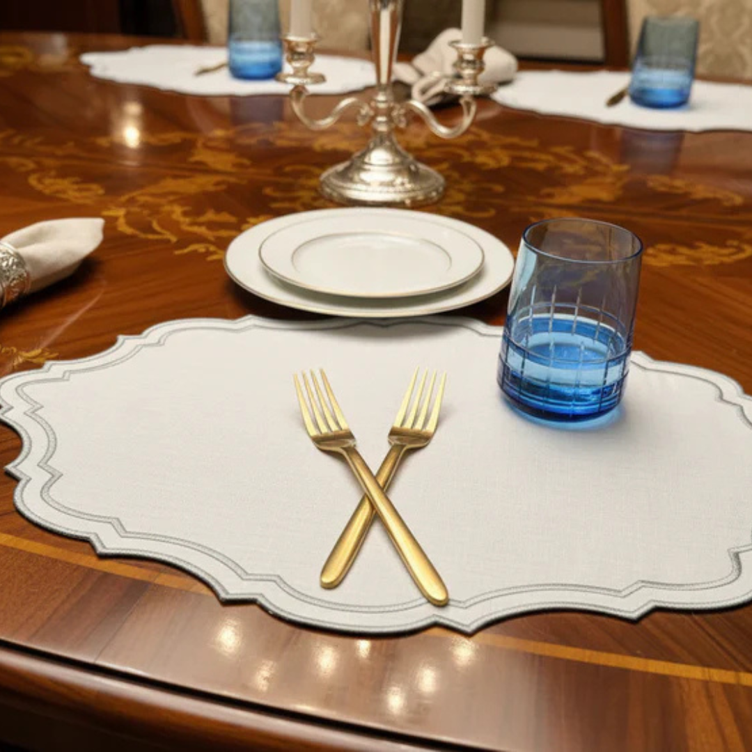 Sky blue linen placemats