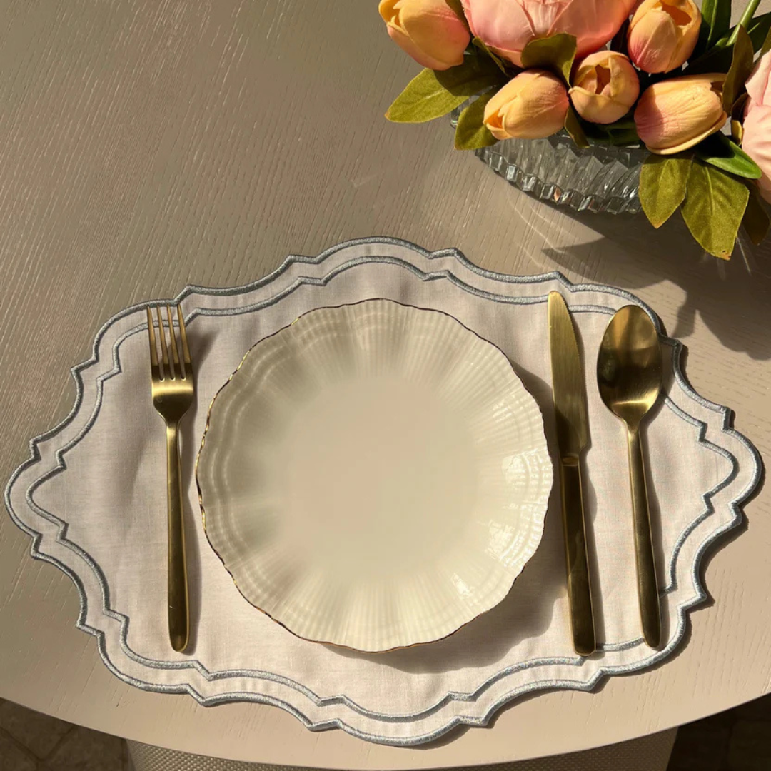 Sky blue linen placemats